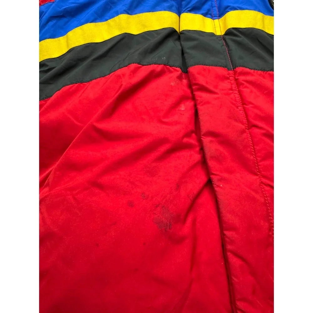 Polo Ralph Lauren Cookie Patch Striped Down Puffer Jacket Red Mens Size XL